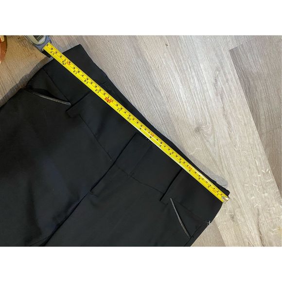 Alice + Olivia Andrew Skinny Pant Black Wool Leather Trim Pants, Sz 10, MP $395 - Picture 6 of 10
